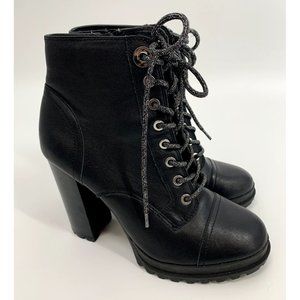 Aldo Marille High Heel Leather Combat Biker Boots Womens Size 8